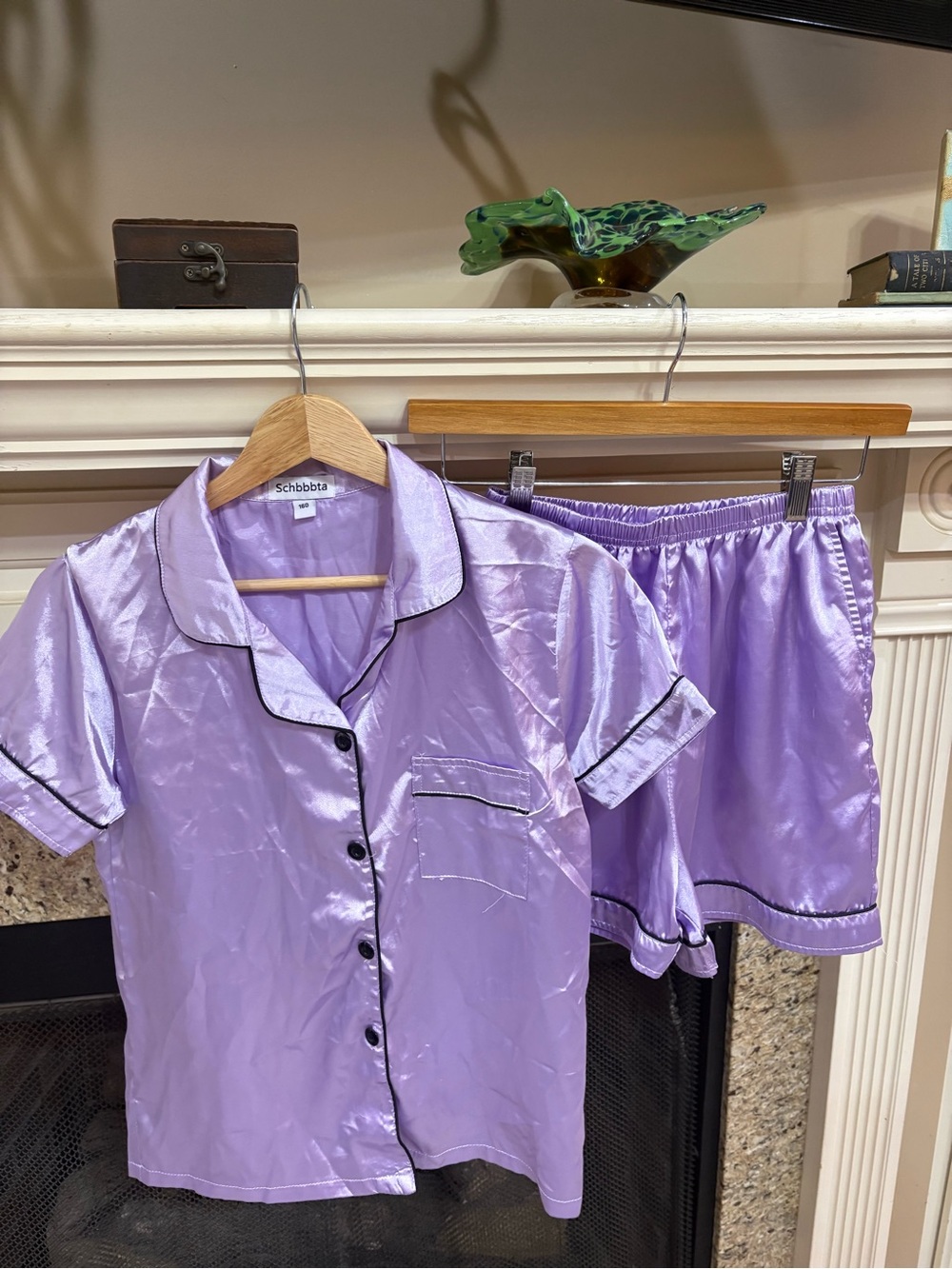 Lavender Satin Short Pajama Set